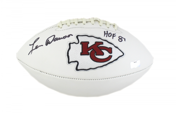 Len Dawson Signed Kansas City Chiefs Embroidered NFL Logo Football with "HOF 87" Inscription - Image 4
