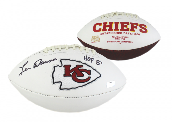 Len Dawson Signed Kansas City Chiefs Embroidered NFL Logo Football with "HOF 87" Inscription