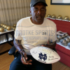 Tim Brown Signed Notre Dame Fighting Irish Embroidered NCAA Logo Football with "Heisman 87 - Play Like A Champion" Inscription-4148