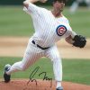 Maddux Autographed/Signed Chicago Cubs 8x10 MLB Photo White Jersey -Ball Behind Head-0