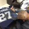 Eddie George Signed Dallas Cowboys Navy Blue Custom Home Jersey-8936