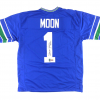Warren Moon Signed Seattle Seahawks Throwback Blue Custom Jersey with "HOF 06" Inscription