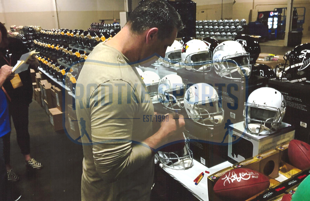 Kurt Warner Signed Authentic Wilson Super Bowl 34 NFL Football with "SB 34 MVP" Inscription-21980