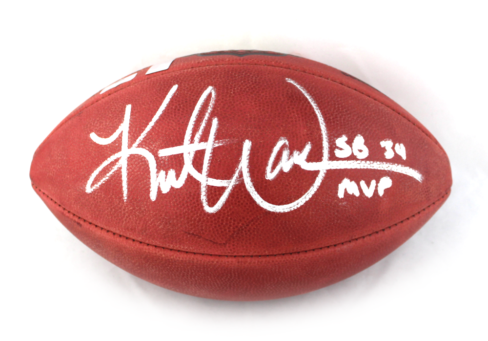 Kurt Warner Signed Authentic Wilson Super Bowl 34 NFL Football with "SB 34 MVP" Inscription-21979