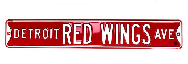 Detroit Red Wings Officially Licensed Authentic Steel 36x6 Red & White NHL Street Sign -21450