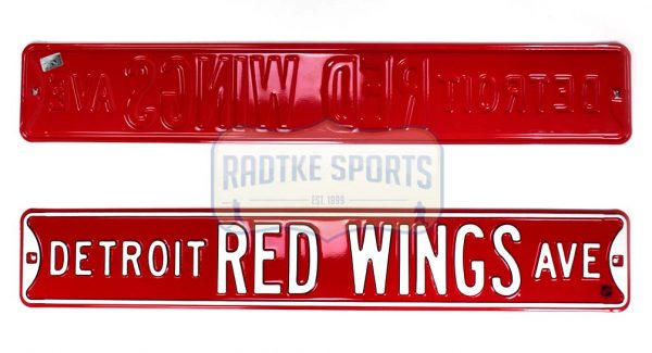 Detroit Red Wings Officially Licensed Authentic Steel 36x6 Red & White NHL Street Sign -0