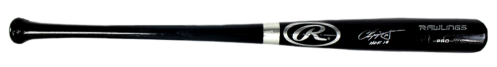 Chipper Jones Signed Official Rawlings Pro Black Bat - "HOF18" Inscription-29510