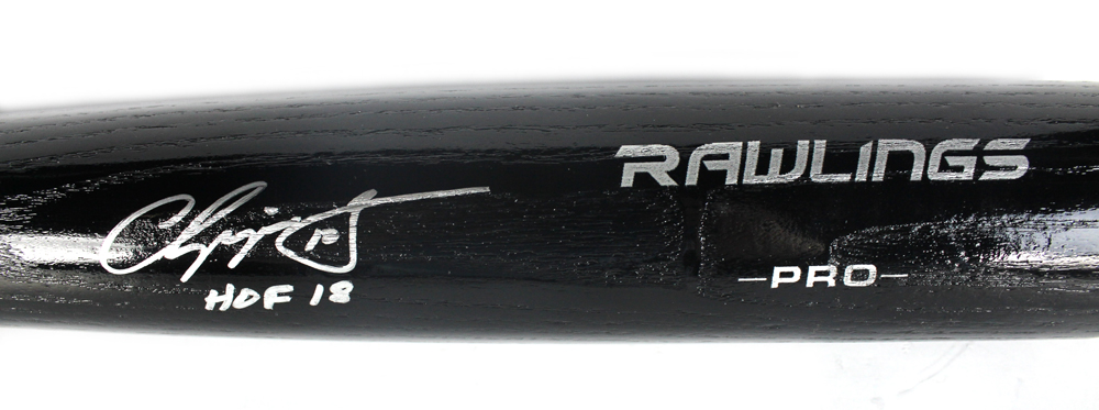 Chipper Jones Signed Official Rawlings Pro Black Bat - "HOF18" Inscription-29511