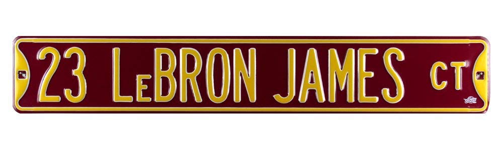 LeBron James Court Officially Licensed Authentic Steel 36x6 Maroon & Yellow NBA Street Sign-29892