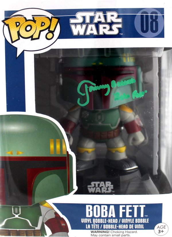 Jeremy Bulloch Signed Funko Pop Star Wars Boba Fett #08 Vinyl Bobble-Head Figure (Green Ink) With "Boba Fett" Inscription-0