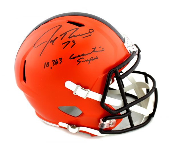 Joe Thomas Signed Cleveland Browns Schutt NFL Full Size Speed Helmet with "10,363 Consecutive Snaps" Inscription