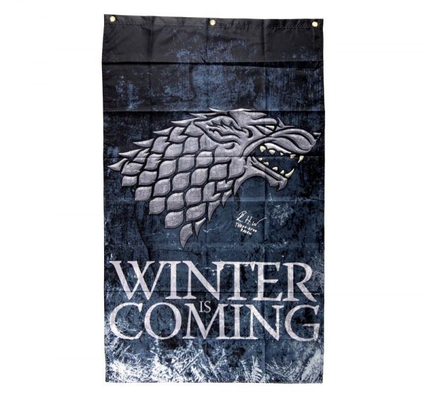 Isaac Hempstead Wright Signed Game of Thrones Winter is Coming 30x50 Banner with "Three Eyed  Raven" Inscription