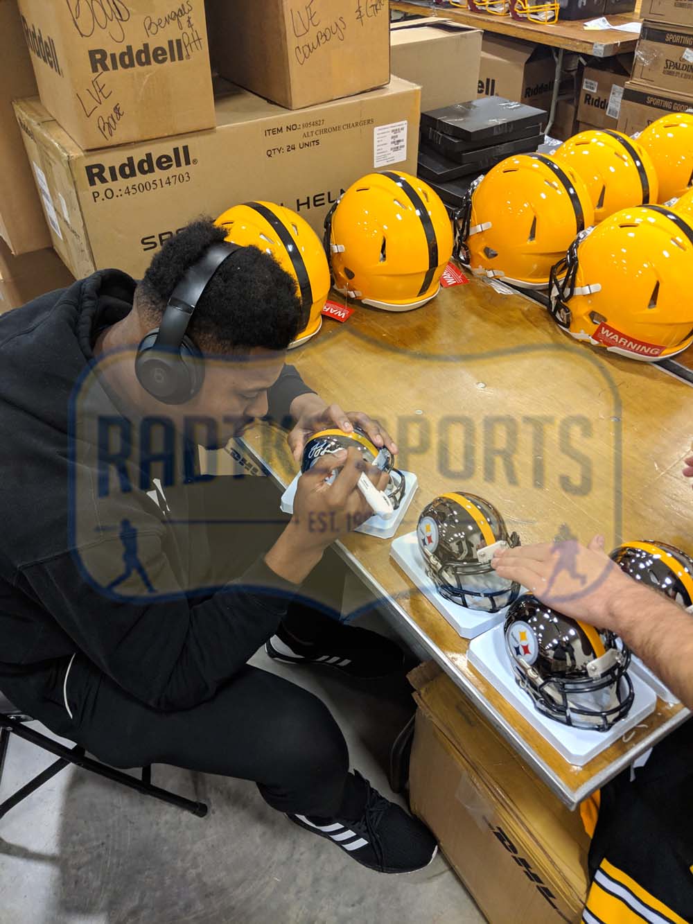 JuJu Smith-Schuster Signed Pittsburgh Steelers Speed Chrome NFL Mini Helmet - Image 2