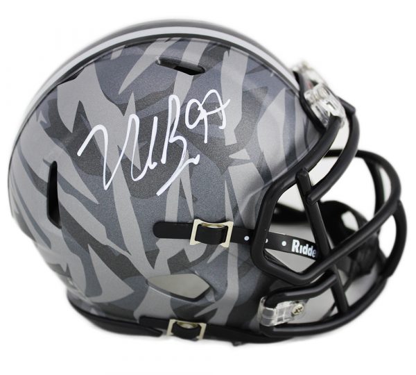 Nick Bosa Signed Ohio State Buckeyes Riddell NCAA Mini Grey Camo Speed Helmet