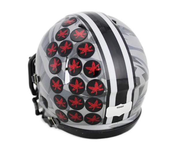 Nick Bosa Signed Ohio State Buckeyes Riddell NCAA Mini Grey Camo Speed Helmet - Image 2