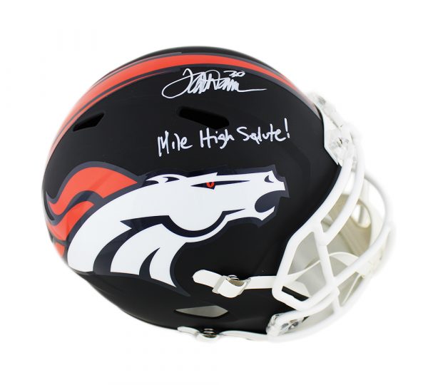 Terrell Davis Signed Denver Broncos Speed Full Size Black Matte NFL Helmet with "Mile High Salute!" Inscription