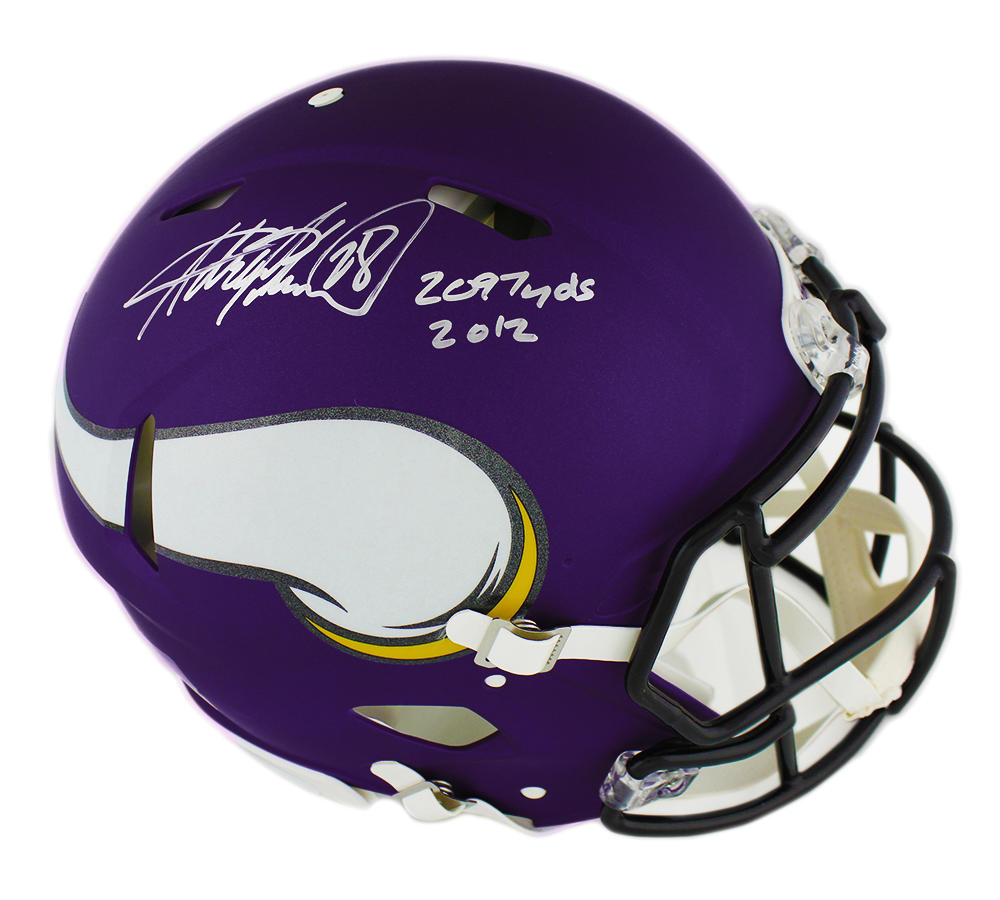 Adrian Peterson Signed Minnesota Vikings Speed Authentic NFL Helmet With "2097 Yds 2012" Inscription