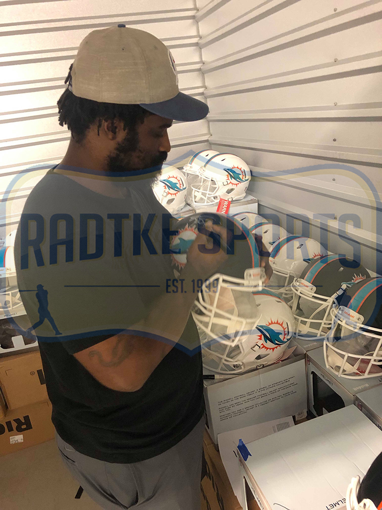 Ricky Williams Signed Miami Dolphins Speed Authentic Black Matte NFL Helmet with "Grass Over Turf" Inscription - Image 2