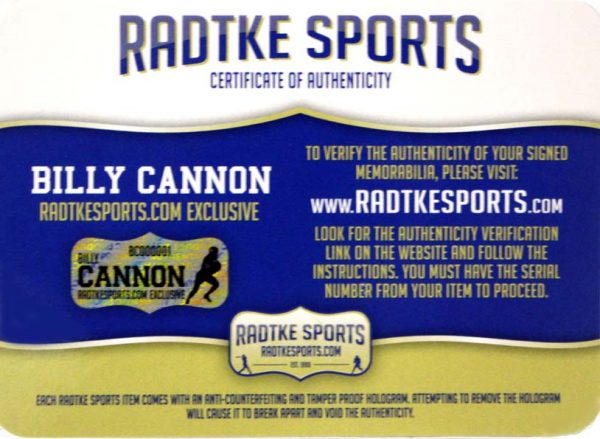 Billy Cannon Signed LSU Yellow Custom Jersey with "Heisman Trophy 1959 & CHOF" Inscription - Image 4