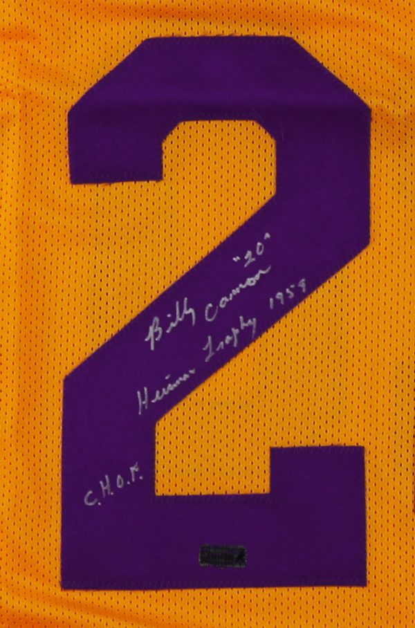 Billy Cannon Signed LSU Yellow Custom Jersey with "Heisman Trophy 1959 & CHOF" Inscription - Image 2