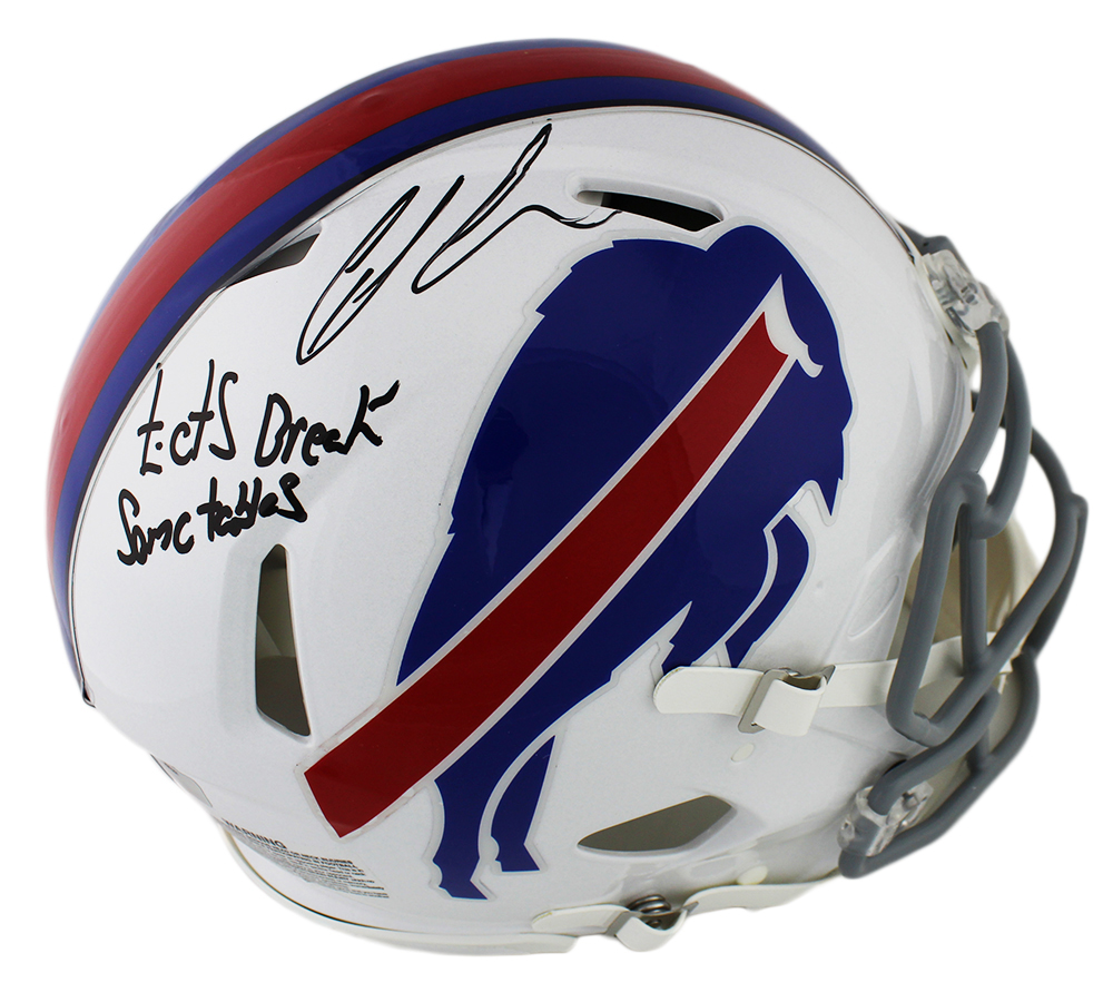 Ed Oliver Signed Buffalo Bills Speed Authentic NFL Helmet with "Lets Break Some Tables" Inscription - Image 2