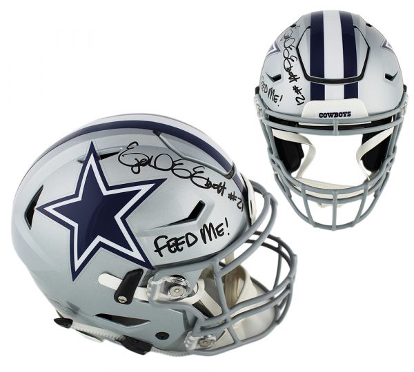 Ezekiel Elliott  Signed Dallas Cowboys Speed Flex Authentic NFL Helmet with "Feed Me" Inscription