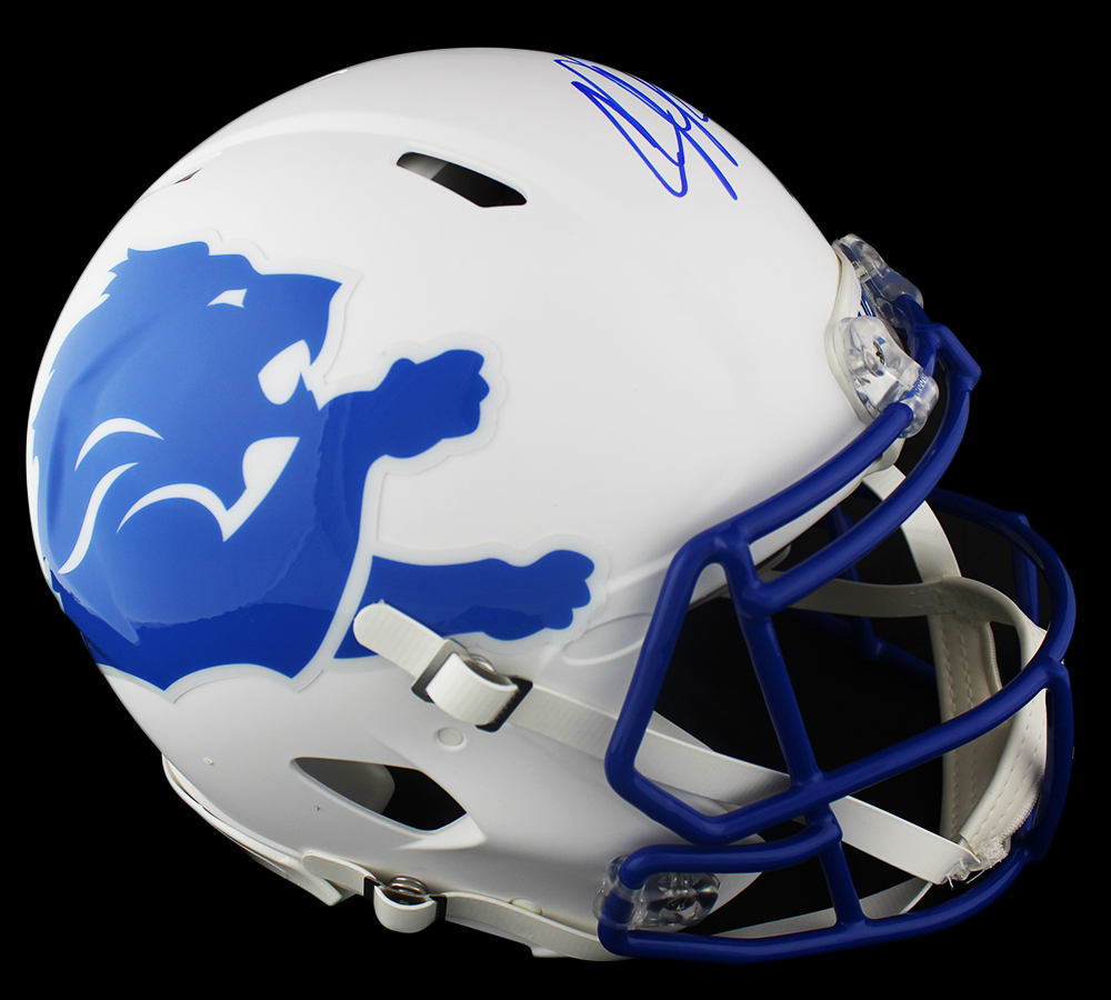 Calvin Johnson Signed Detroit Lions Speed Authentic AMP NFL Helmet - Image 2