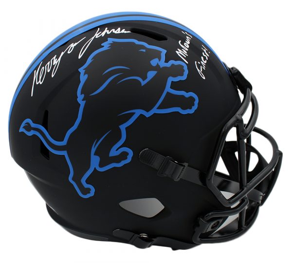 Kerryon Johnson Signed Detroit Lions Speed Full Size Eclipse NFL Helmet with "MoTown's Finest" Inscription - Image 2