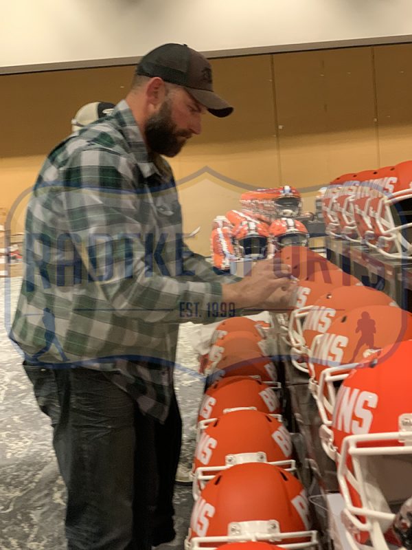 Joe Thomas Signed Cleveland Browns Speed Authentic White Matte NFL Helmet - Image 2