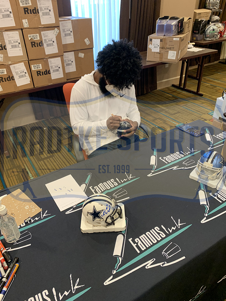 Ezekiel Elliott Signed Dallas Cowboys Speed White Matte NFL Mini Helmet - Image 3