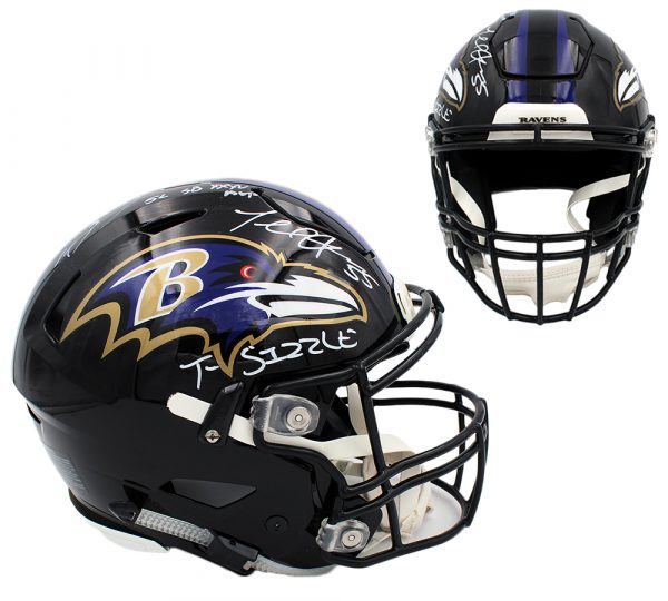 Ray Lewis & Terrell Suggs Signed Baltimore Ravens Speed Flex Authentic NFL Helmet with "SB XXV MVP & T-Sizzle" Inscription