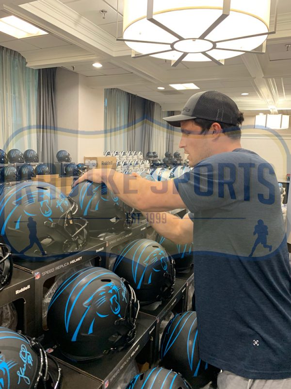 Luke Kuechly Signed Carolina Panthers Speed Authentic White Matte NFL Helmet - Image 2