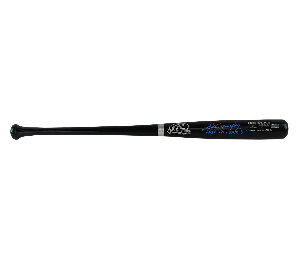Dale Murphy Signed Atlanta Braves Rawlings Big Stick Black MLB Bat With "Last to Wear#3" Inscription - Image 2