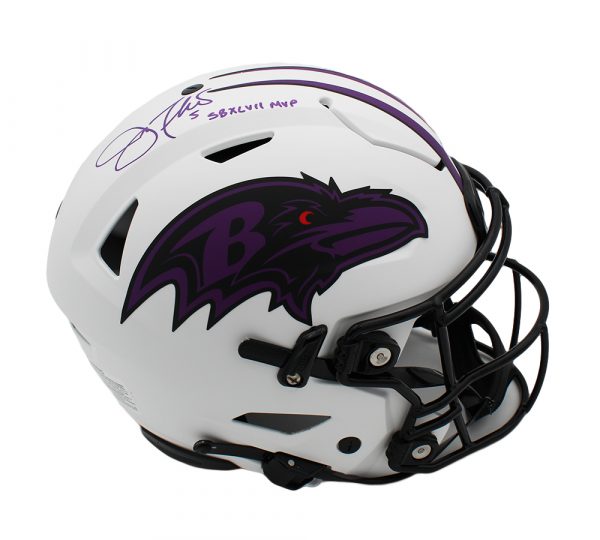 Joe Flacco Signed Baltimore Speed Flex Authentic Lunar Helmet With "SB MVP" Inscription - Image 2