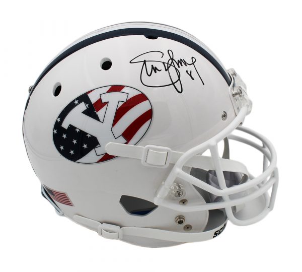 Steve Young Signed BYU Cougars Schutt Full Size Patriotic NCAA Helmet