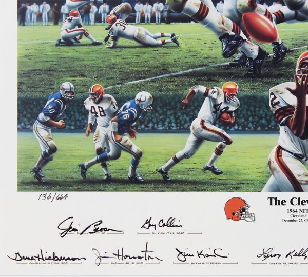 1964 NFL Championship Game Multi Signed Cleveland Browns Unframed 27x32 Lithograph Print-12 Signatures - Image 2