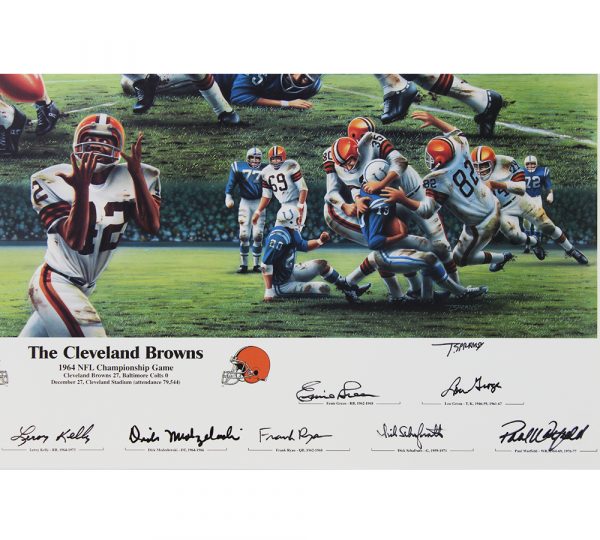 1964 NFL Championship Game Multi Signed Cleveland Browns Unframed 27x32 Lithograph Print-12 Signatures - Image 3