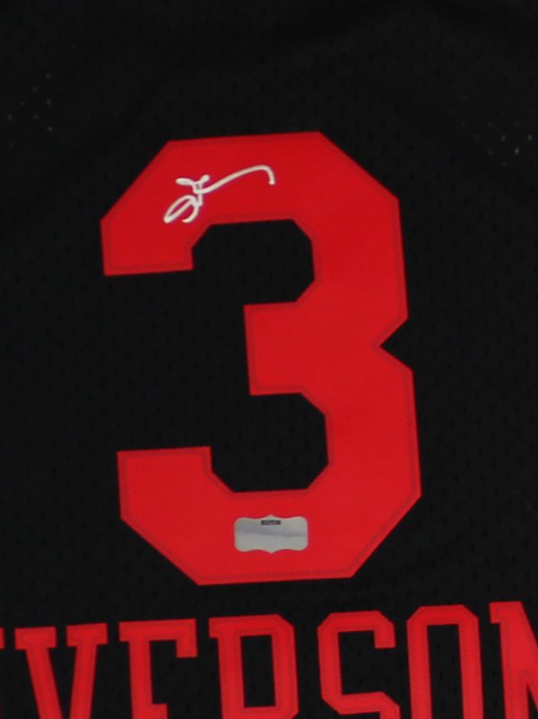 Allen Iverson Signed Philadelphia 76ers Mitchell & Ness Black & Red NBA Jersey - Image 2