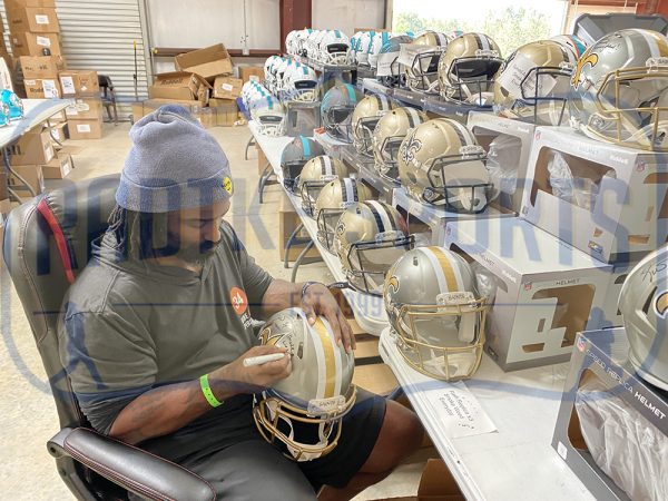 Ricky Williams Signed New Orleans Saints Speed Authentic Flash NFL Helmet with "Smoke Weed Everyday!" Inscription - Image 3