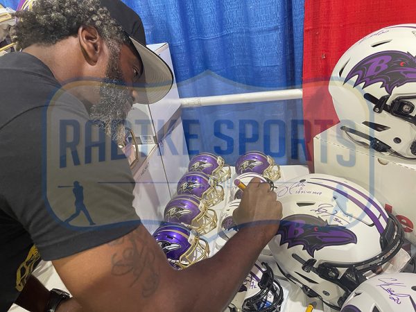 Ed Reed, Ray Lewis, and Joe Flacco Signed Baltimore Ravens Speed Flex NFL Helmet - Image 6