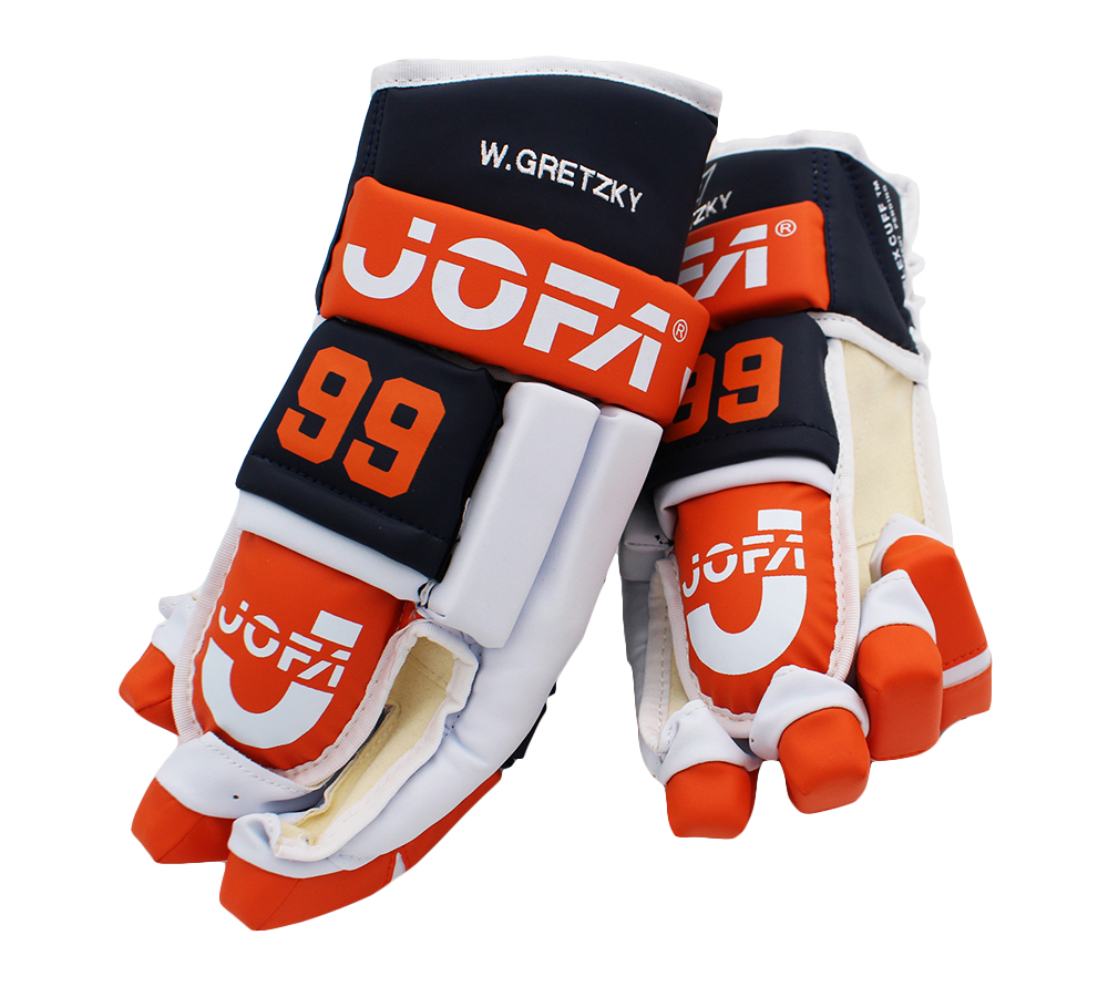 Wayne Gretzky Signed Jofa Orange, White, and Navy NHL Gloves - Upper Deck Authenticated - Image 3