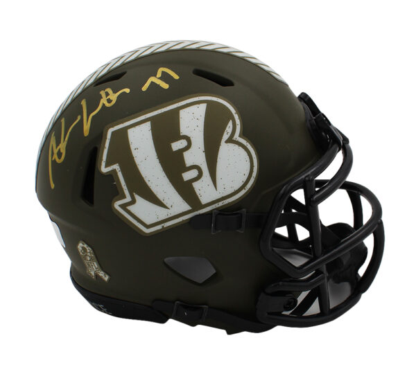 Andrew Whitworth Signed Cincinnati Bengals Speed Salute to Service NFL Mini Helmet - Image 2