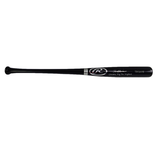 Tom Glavine Signed Atlanta Braves Rawlings Big Stick Black MLB Bat with "Chicks Dig the Longball" Inscription - Image 2