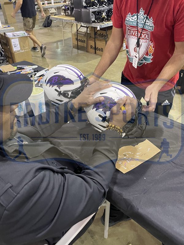 Ed Reed, Ray Lewis, and Joe Flacco Signed Baltimore Ravens Speed Flex NFL Helmet - Image 7