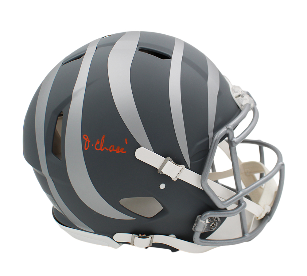 Ja'Marr Chase Signed Cincinnati Bengals Speed Authentic Slate NFL Helmet