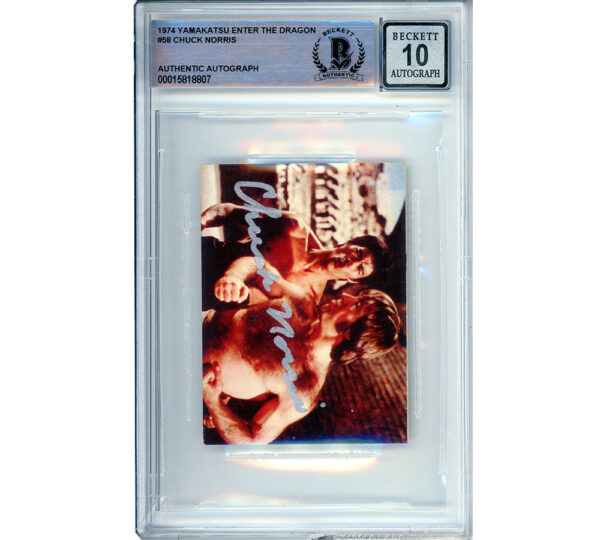 Chuck Norris Signed The Way of the Dragon 1974 Yamakatsu #58 Graded Encapsulated Card