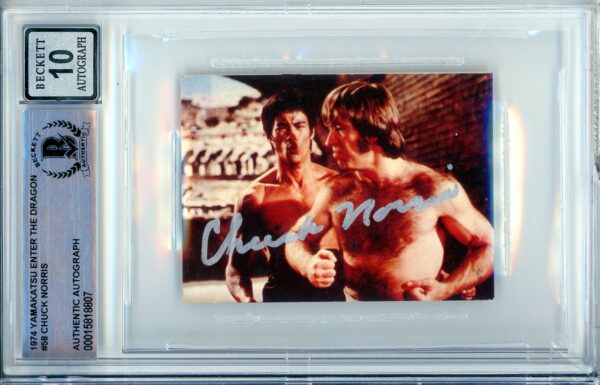 Chuck Norris Signed The Way of the Dragon 1974 Yamakatsu #58 Graded Encapsulated Card - Image 2