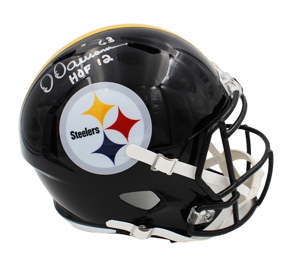 Dermontti Dawson Signed Pittsburgh Steelers Speed Full Size NFL Helmet with "HOF 12" Inscription - Image 2