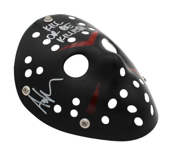 Ari Lehman Signed Friday the 13th Black Costume Mask with "Jason 1 & Kill or Be Killed" Inscription - Image 2
