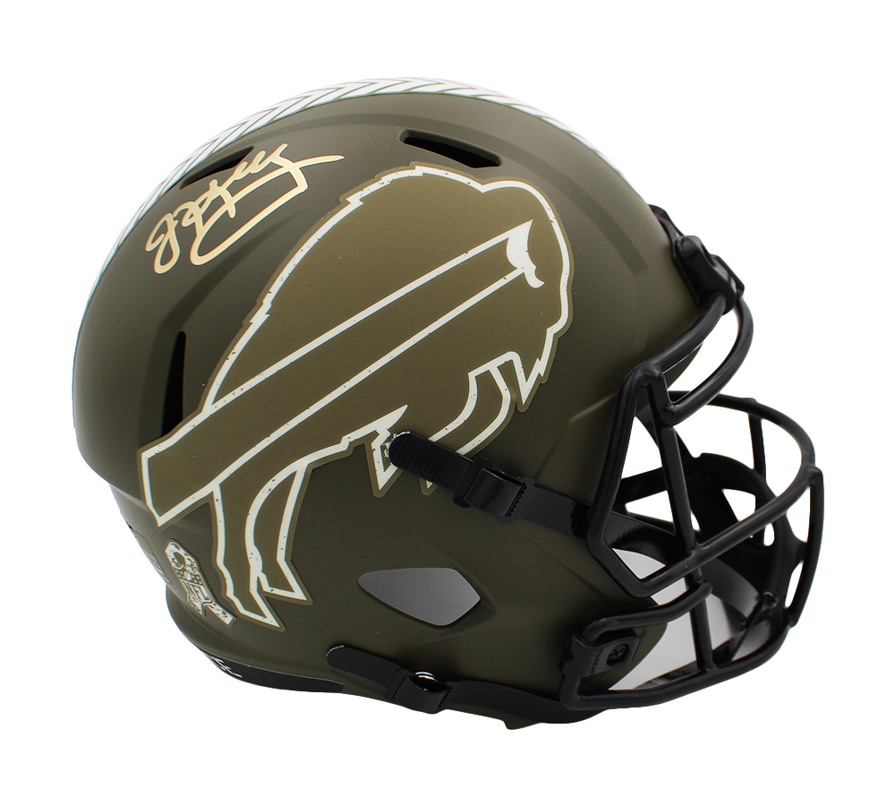 Jim Kelly Signed Buffalo Bills Speed Full Size Salute to Service NFL Helmet - Image 2